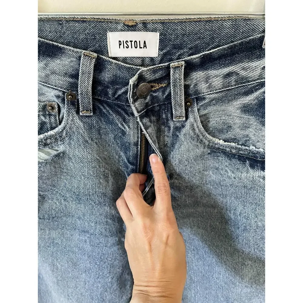 Pistola Anthropologie Way High Rise Straight Denim Jeans Blue Size 26 NEW